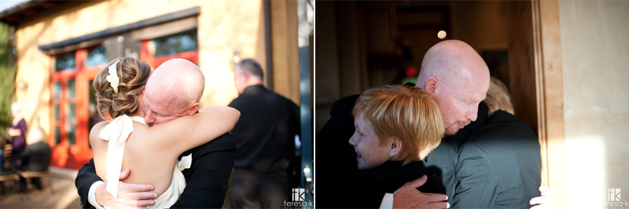 groom and children embrace after ceremony
