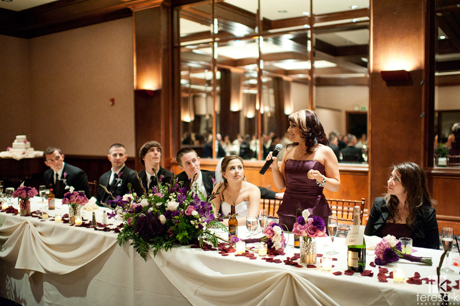 Arden Hills Resort Club Wedding by Sacramento Wedding photographer Teresa K speeches in Arden hill reception