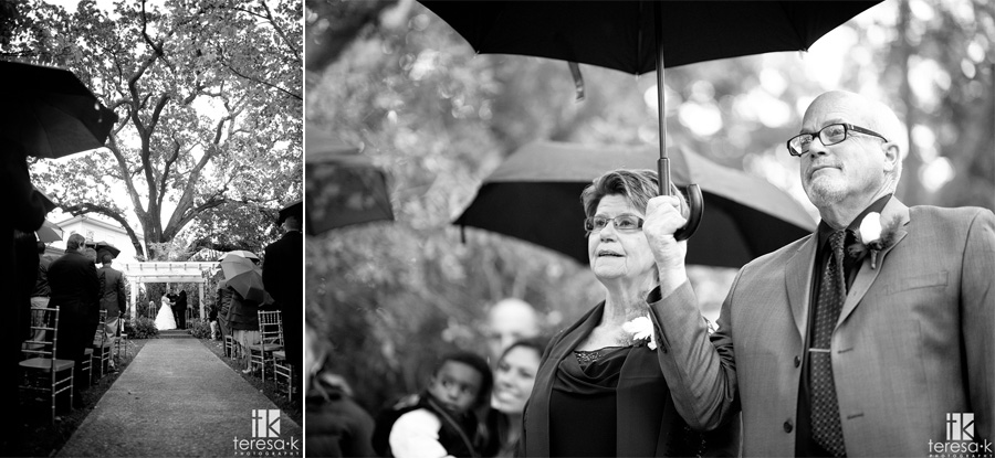 Newcastle Wedding Garden images by Teresa K photography umbrella at wedding ceremony