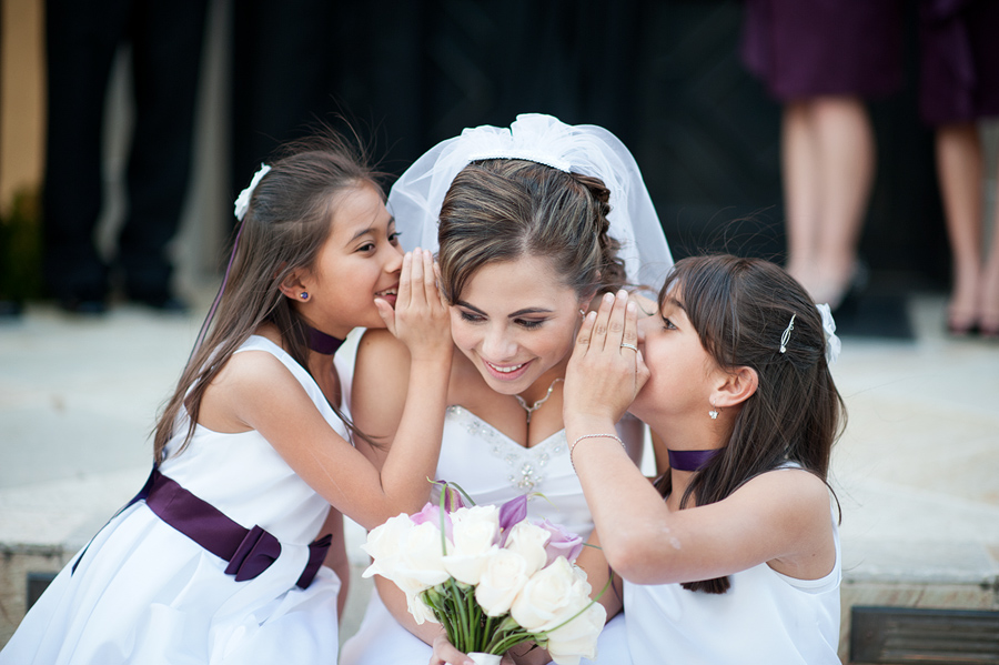 Sacramento area wedding and portrait photographer best of 2011 bride telling secrets to flower girls