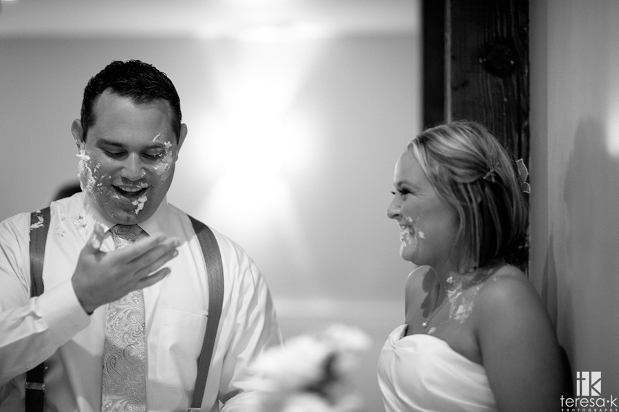 Sacramento area wedding and portrait photographer best of 2011 bride and groom shove cake in each others faces
